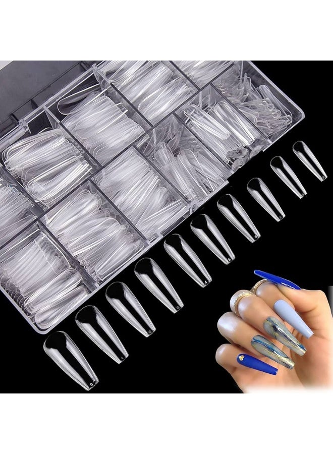 أظافر صناعية فرنسية أكريليك (شفافة) 500 قطعة أظافر صناعية للنساء والفتيات - Image 1